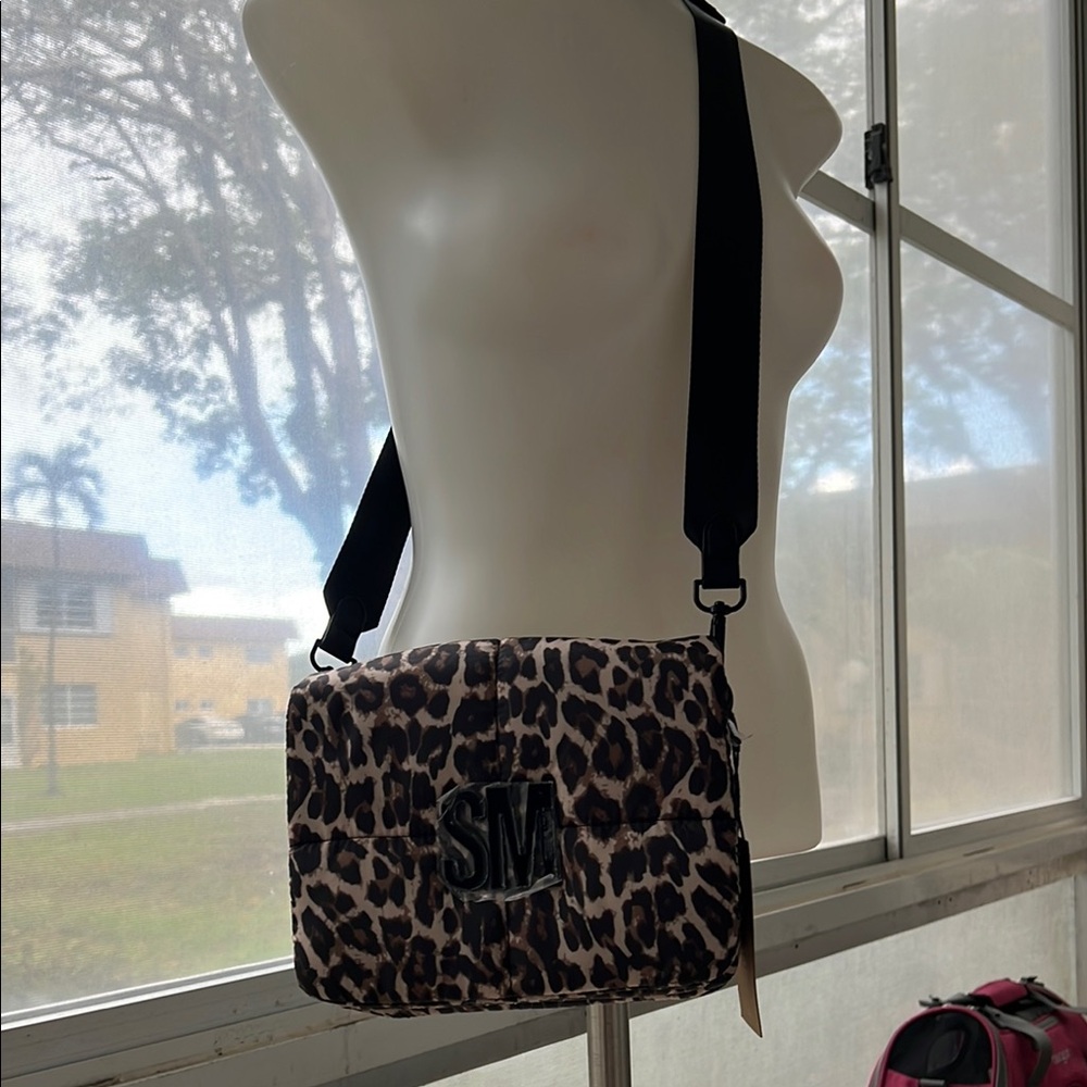 Steve Madden Brown and Black Leopard Print Crossbody Bag with Adjustable Strap